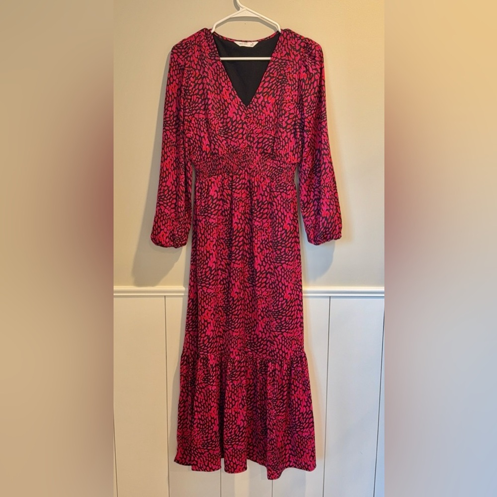 Nine West | Women’s Midi Dress | Color: Red Pink and Black | XS